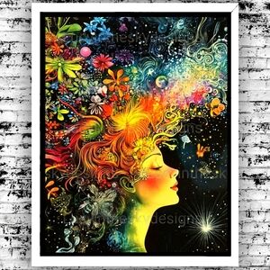 The Dreamer Surreal Vibrant Art Unique Spiritual Wall Decor 8.5x11 Vibrant Cool
